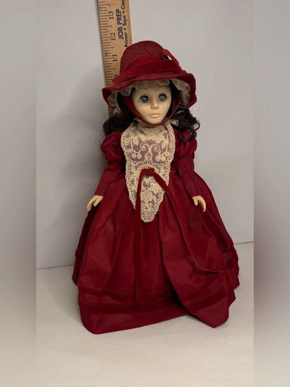 EFF & BEE Classic Red Victorian-Style Doll with Lace Trim